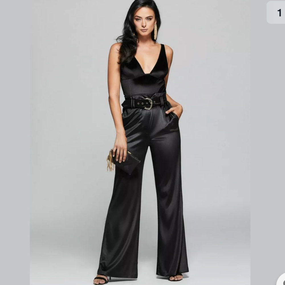 New Guess Marciano Velvet Limo belted Wide Leg High Rise Pants S